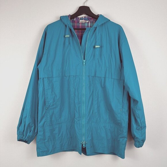 Vintage northern reflections women oversize windbreaker rain jacket teal sz S - Picture 1 of 9